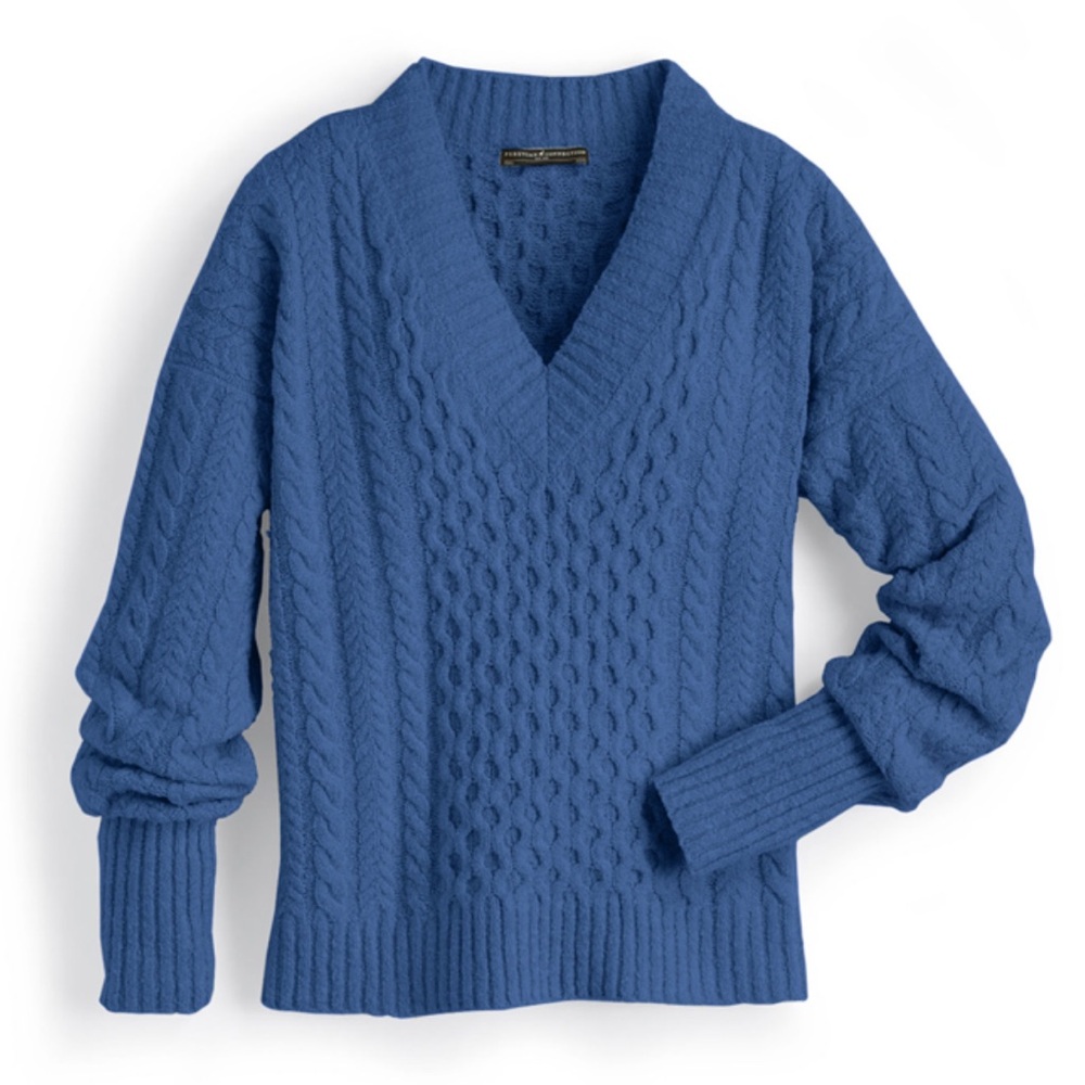 *NEW* PERUVIAN CONNECTION CUMBERLAND PULLOVER SWEATER AZURE BLUE